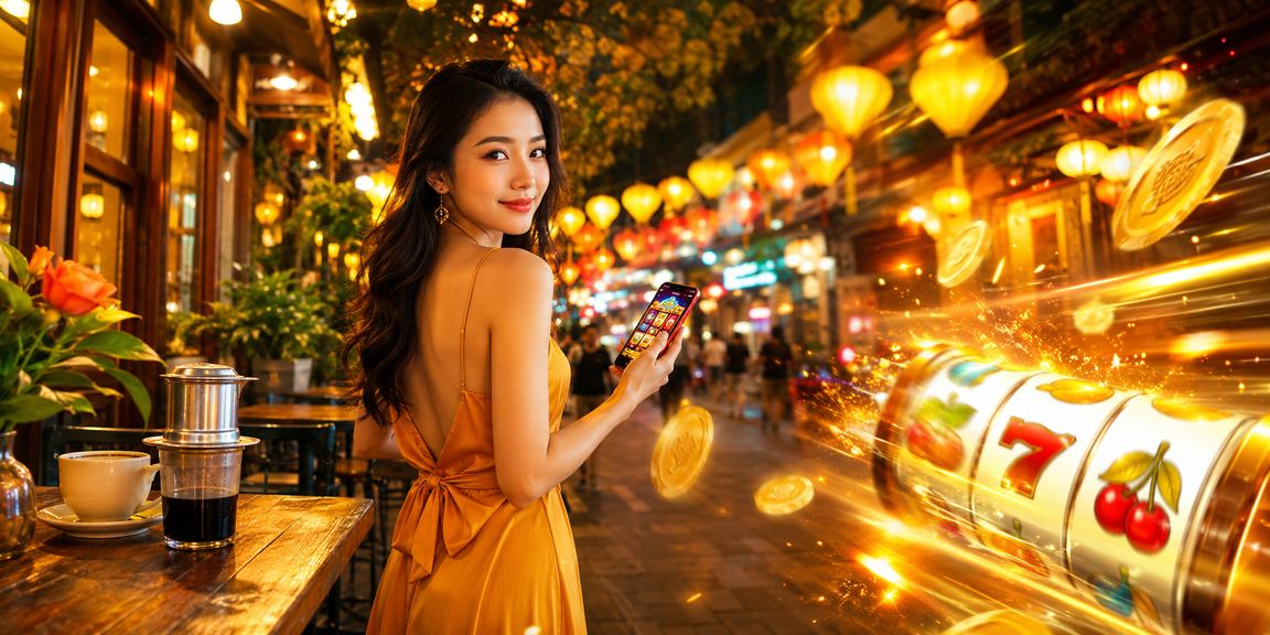 Người dùng Hà Nội thư giãn với cà phê và chơi slot game trên điện thoại