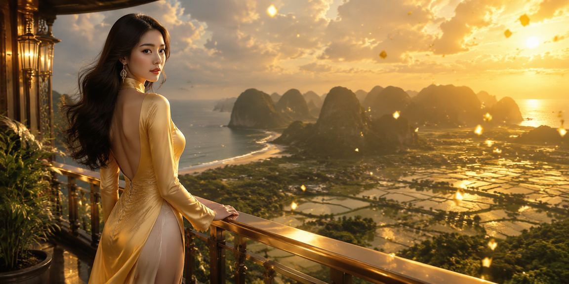 Người phụ nữ mặc áo dài chơi slot game tại Ninh Bình