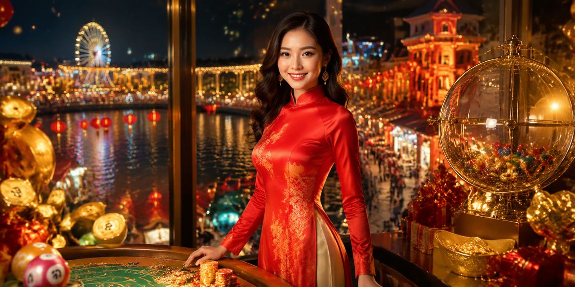Người phụ nữ Việt Nam mặc áo dài chơi xổ số tại Phú Quốc